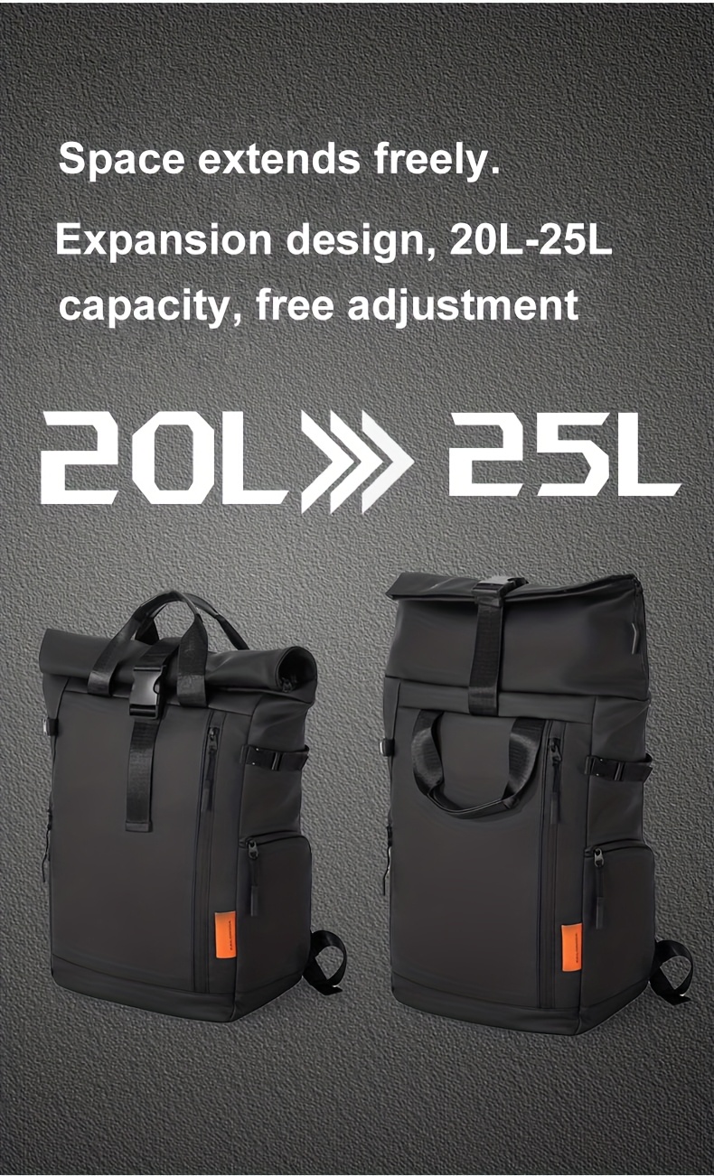 Fashionable Unisex Casual Backpack, European and American Trendy Style Double-Shoulder Backpack, Multi-Functional Roll-Top Laptop Backpack for Outings, Shopping, and Travel, Nylon Double-Shoulder Computer Bag with Fine Workmanship