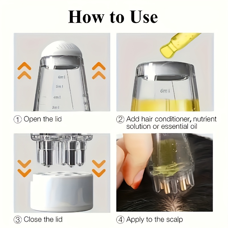 1个便携式头皮涂抹器头皮按摩梳头发治疗工具，所有头发类型与油引导按摩器 商品详情 1