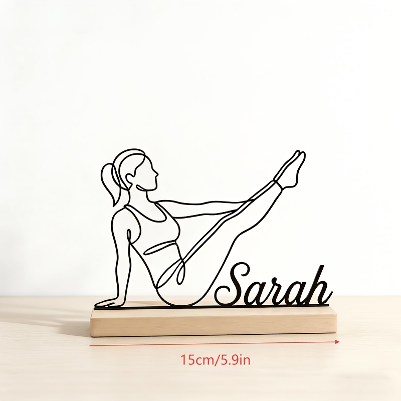 TEMU in metallo personalizzata Pilates da donna, decorazione da scrivania personalizzata per studio di yoga, regalo , ornamento sportivo, decorazione