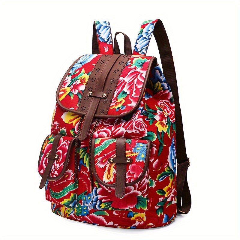 Mochila Portátil Vintage Mujer Bolso Cordón Viajes Mochila - Temu