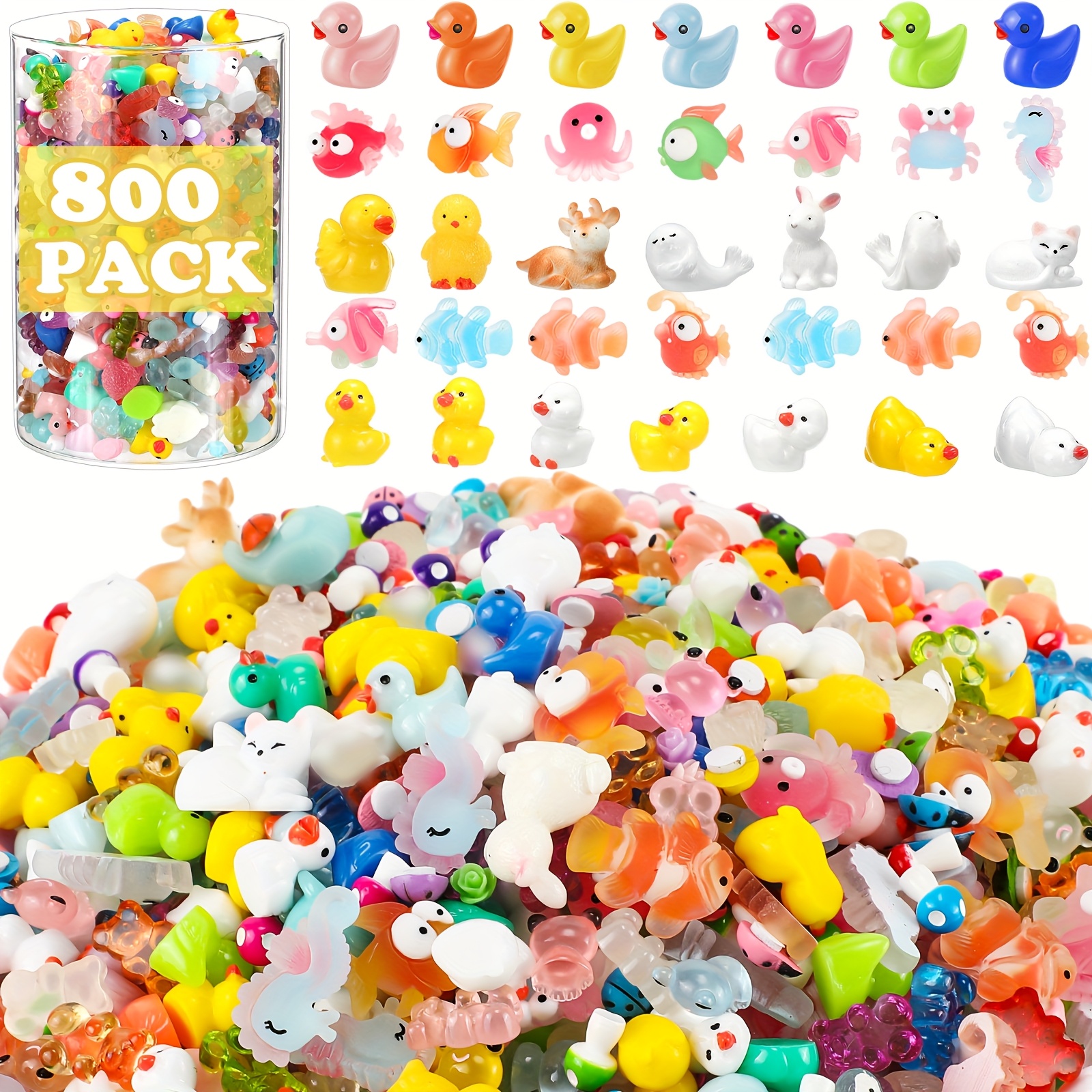 400 PCS Luminous Mini Resin Ducks Glow In The Dark Tiny Duck For Garden