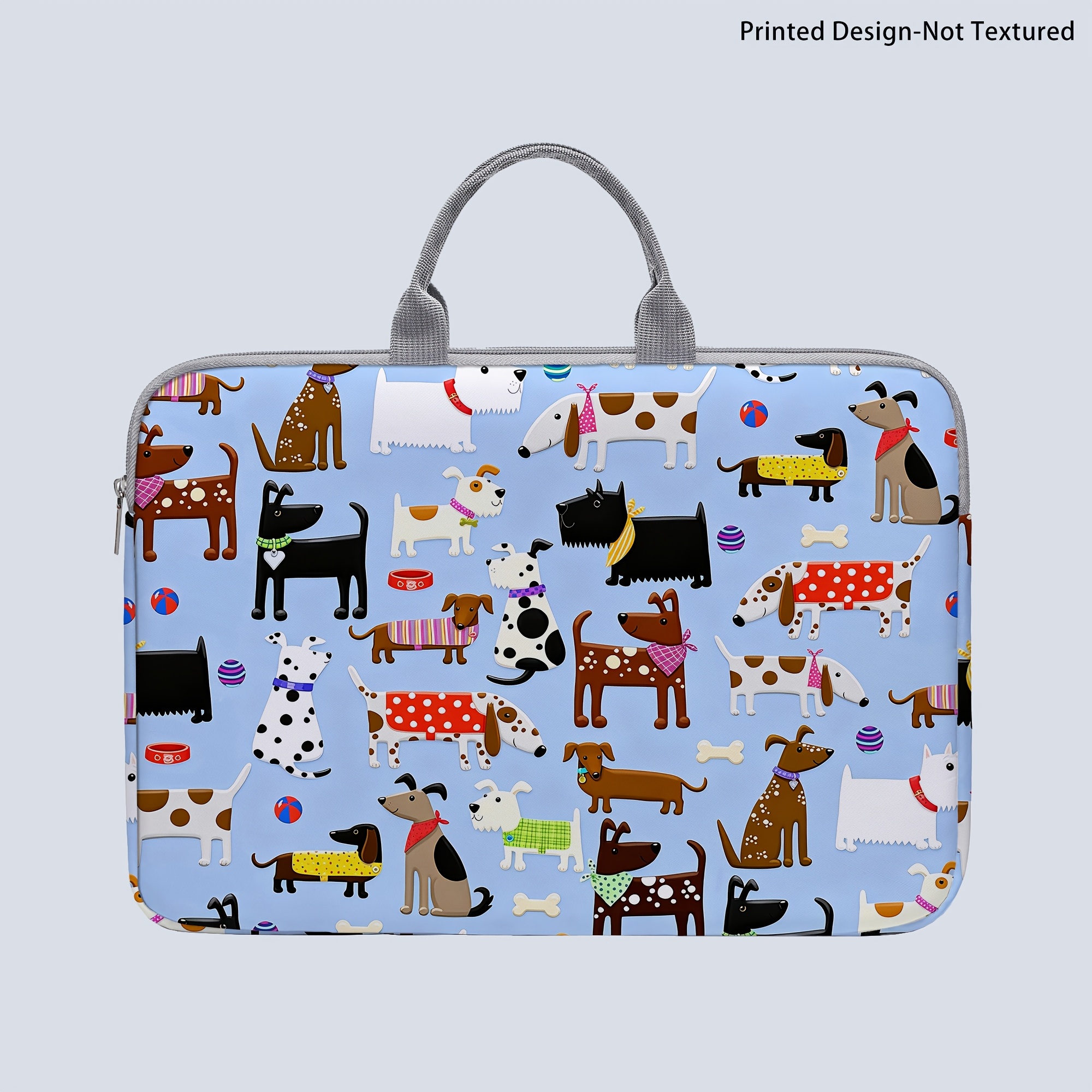 TEMU [printed Design-not Textured] 1 Laptop Bag, Dog-print Laptop Bag, Random Pattern Print, Briefcase-style Fabric Bag, Fits 14-inch Laptops, Soft