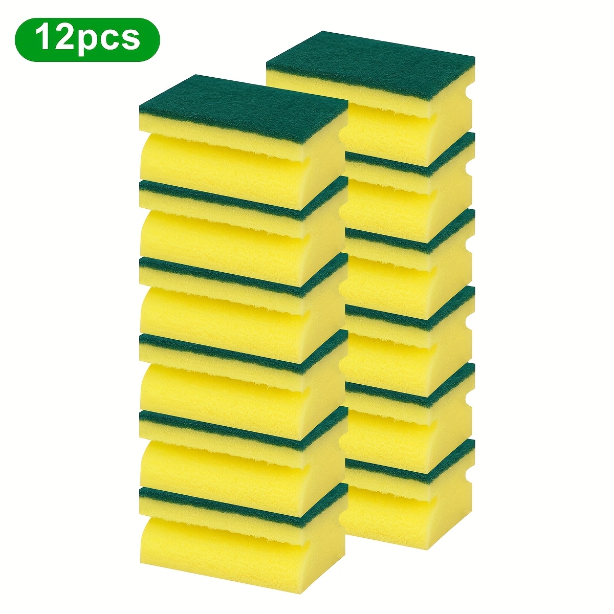 6/12pcs L-shaped Sponge Scourers Thickened And Dense Durable Wear-resistant Foaming Dense Cleaning Effect Kitchen Home Essential Tool