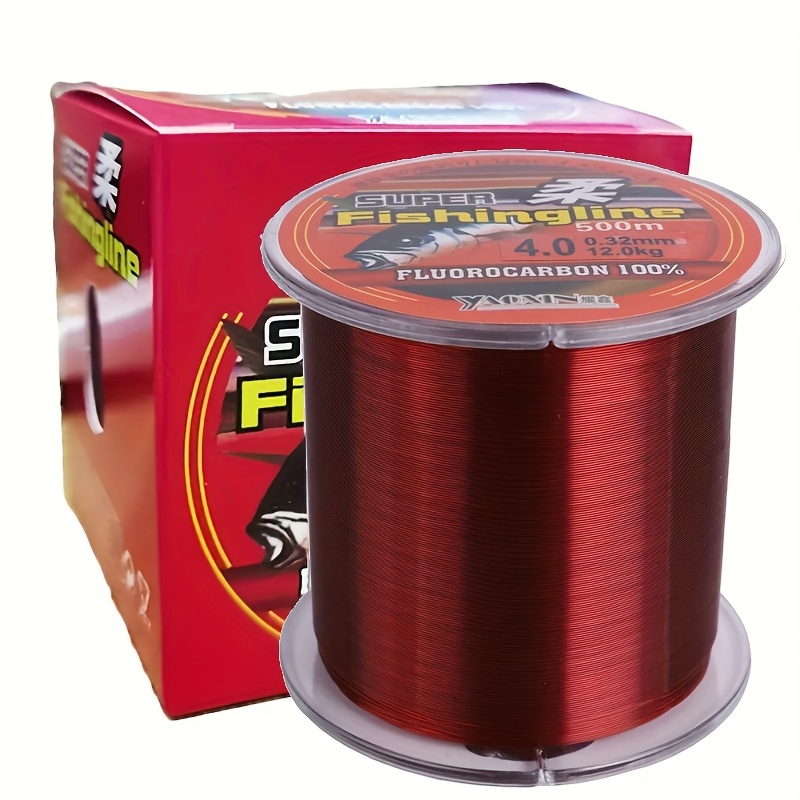 TEMU 500m Heavy-duty Super Strong Fluorocarbon Fishing Line - Low-vis Nylon (6.7-21kg/14-46 Test Weight) For Saltwater & Freshwater, Large Fish Like
