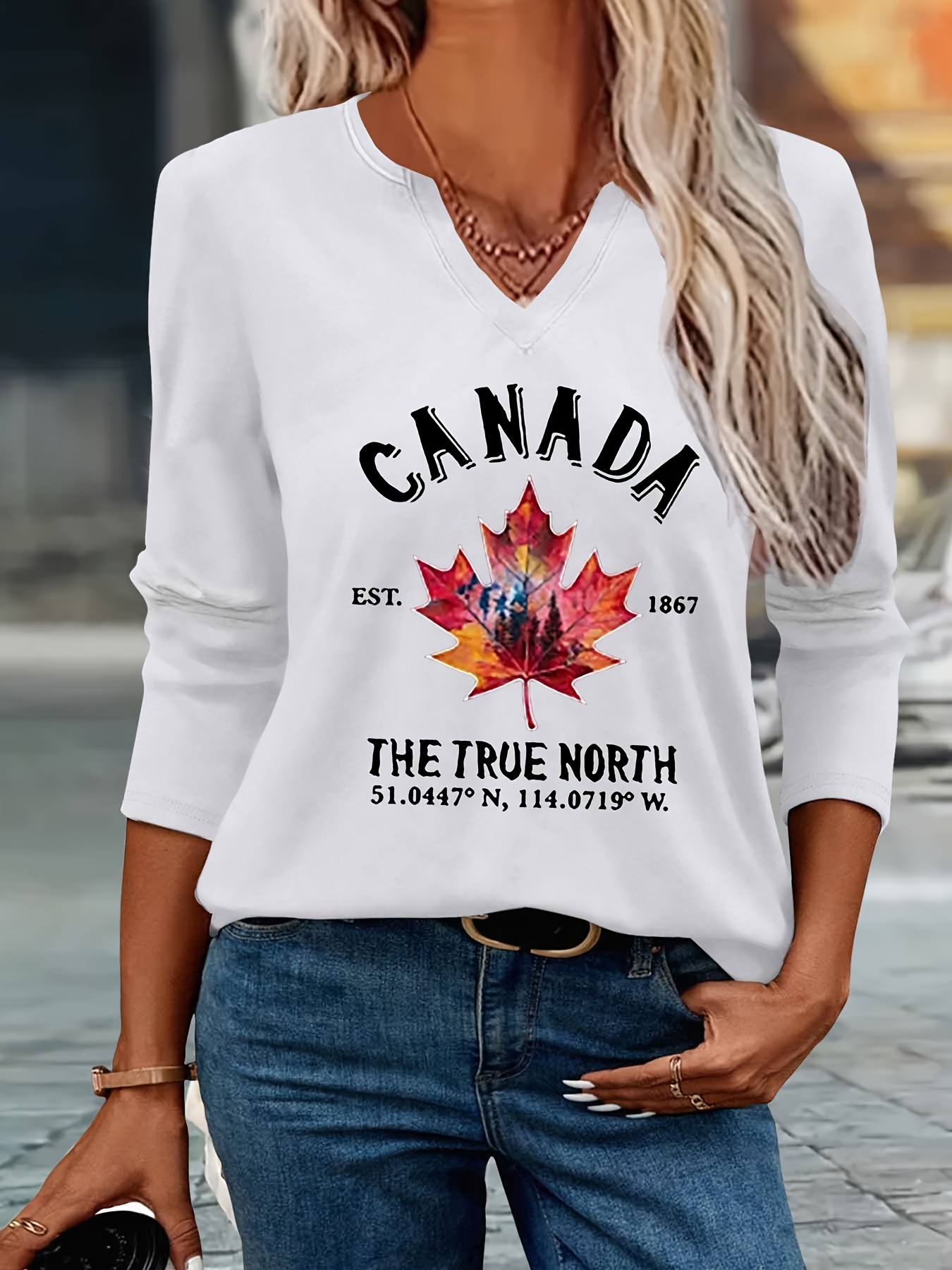 canada pride v neck t shirt women casual sleeve spring Temu