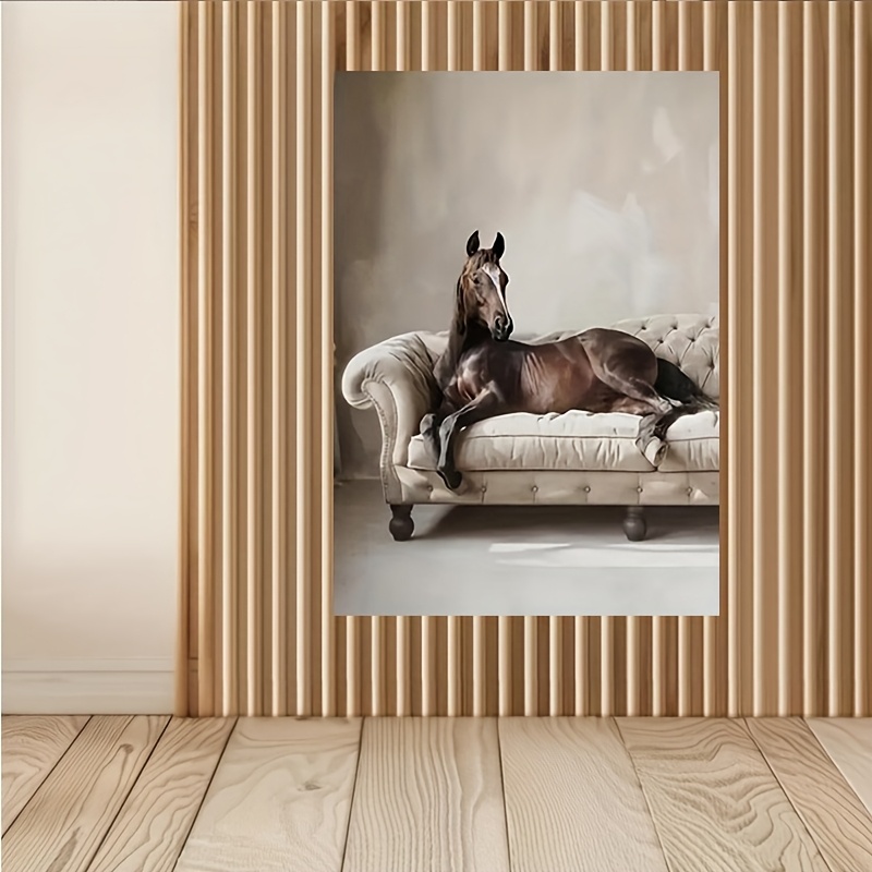 Exquisite framed horse canvas painting