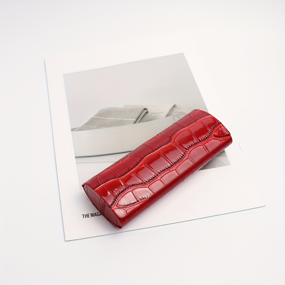 Image of High-end Retro Crocodile Pattern Multifunctional Glasses Case, Suitable For Men And Women, Rectangular Design, Fashionable Texture, Stable Protective Lenses, For , Suitable For Business And Daily