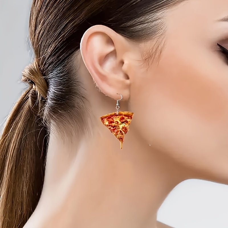 Cartoon Pizza Acrylic Earrings - Vibrant Artwork