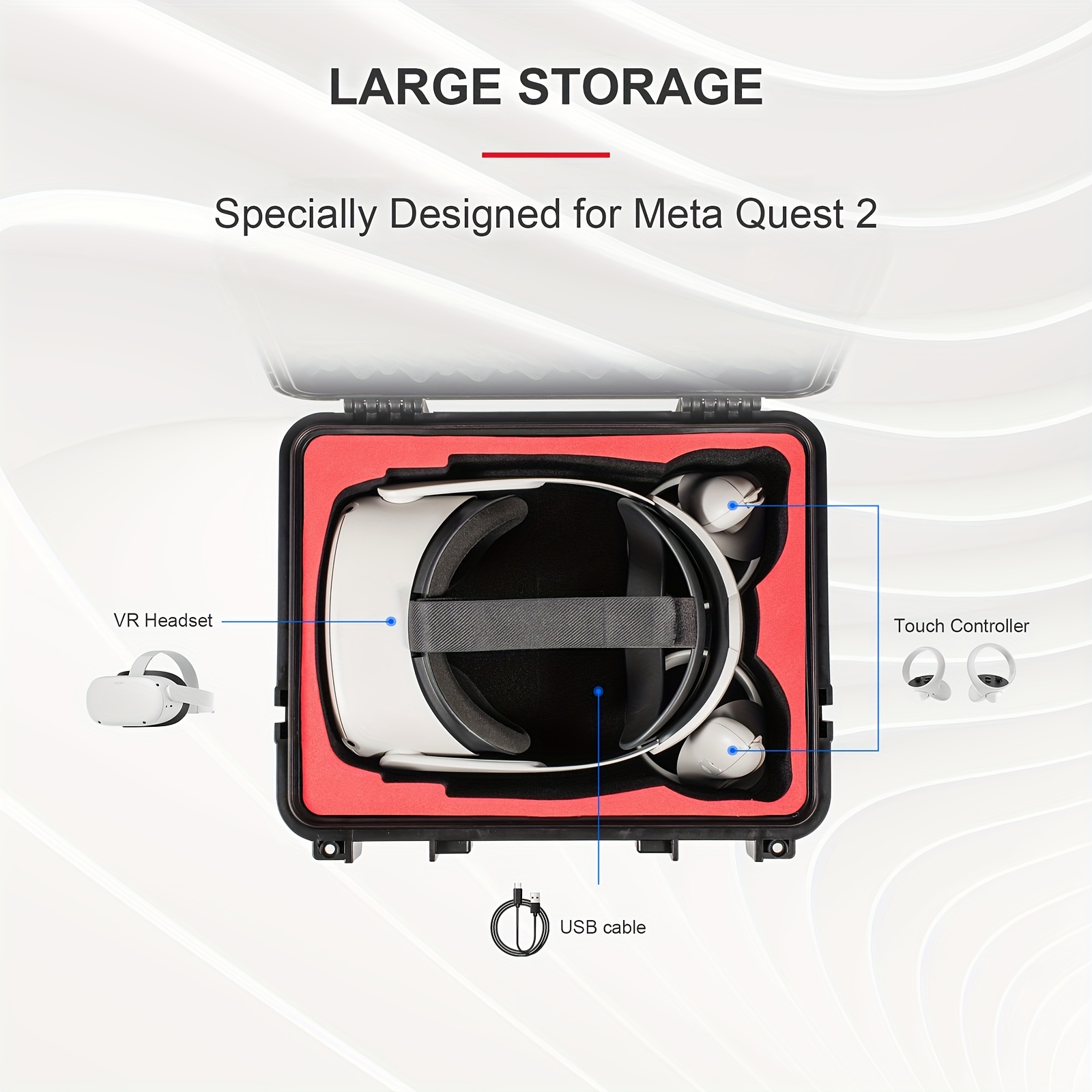 TATACO Estuche rígido de transporte para Quest 2, funda de viaje compatible  con auriculares Meta/Oculus Quest 2, bolsa de almacenamiento para Quest 2