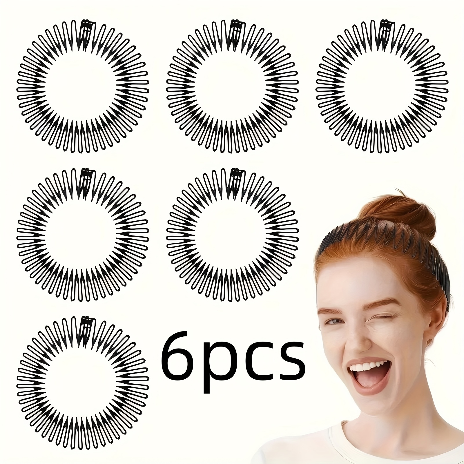 6pcs Elastic Hair Combs, Invisible Split-end Fixing Comb With Flexible Headband For A Mess-free Day