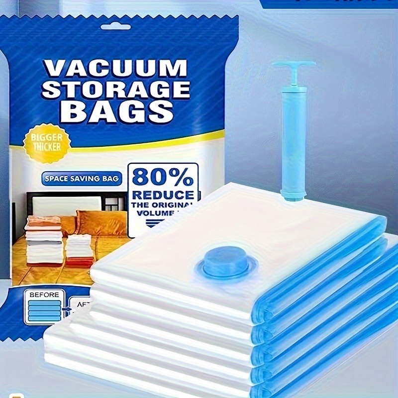5pcs vacuum compression storage bag with pump sealed packing storage container for clothes blankets shirts household space saving organizer for dorm closet wardrobe bedroom travel accessories