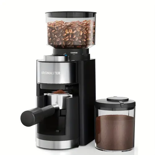 electric burr coffee grinder 25 grind setting espresso grinder with 51 53mm portafilter holder 2 12 cups timer