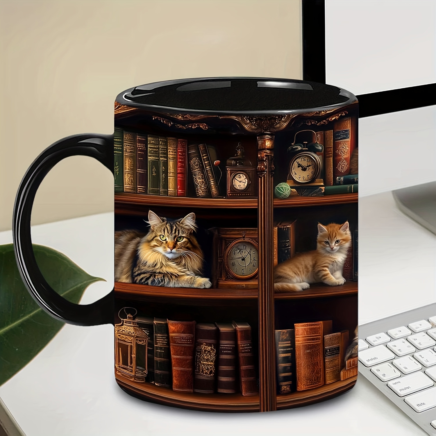 TEMU Bookshelf Pattern Coffee Mug, Coffee Mug Designs