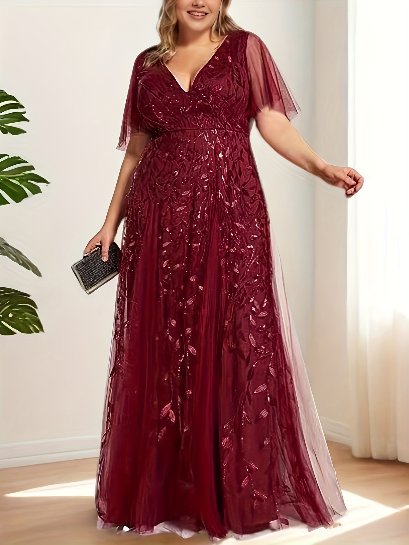 Plus Size - Plus Size - Plus-Size Women'S Fashion Evening Gown, High-End  Luxury for Elegant Dinner Parties, Featuring a Long Skirt with Tulle And  Sequin * a * Silhouette