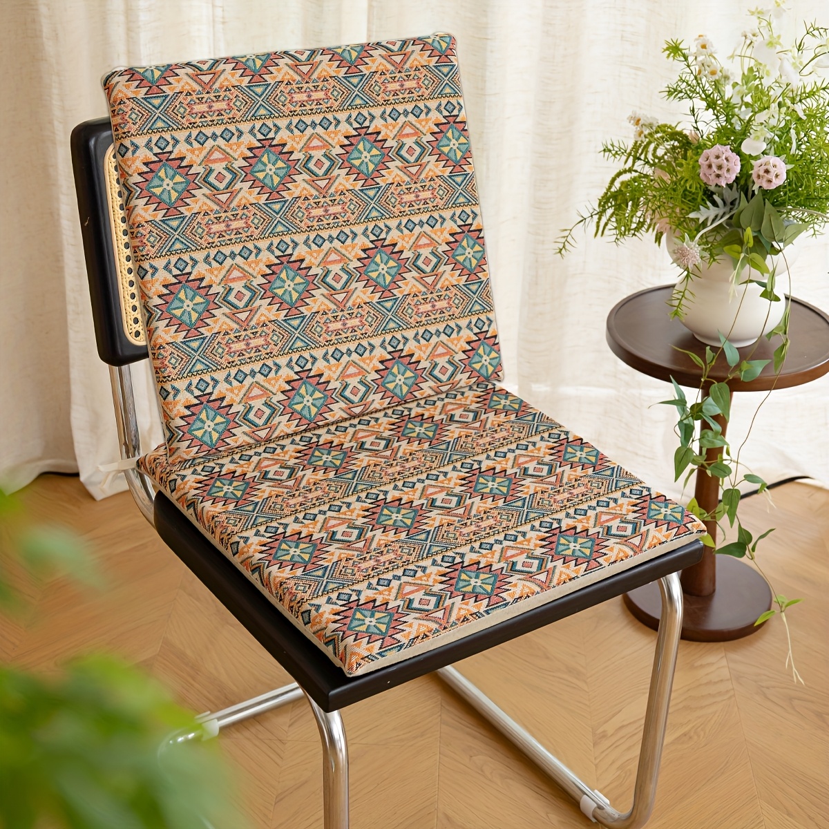 TEMU Cojín para silla estilo bohemio de 1 pieza/2 piezas, adecuado para sillas de comedor, 2 piezas se pueden usar juntas como cojín de . La relleno
