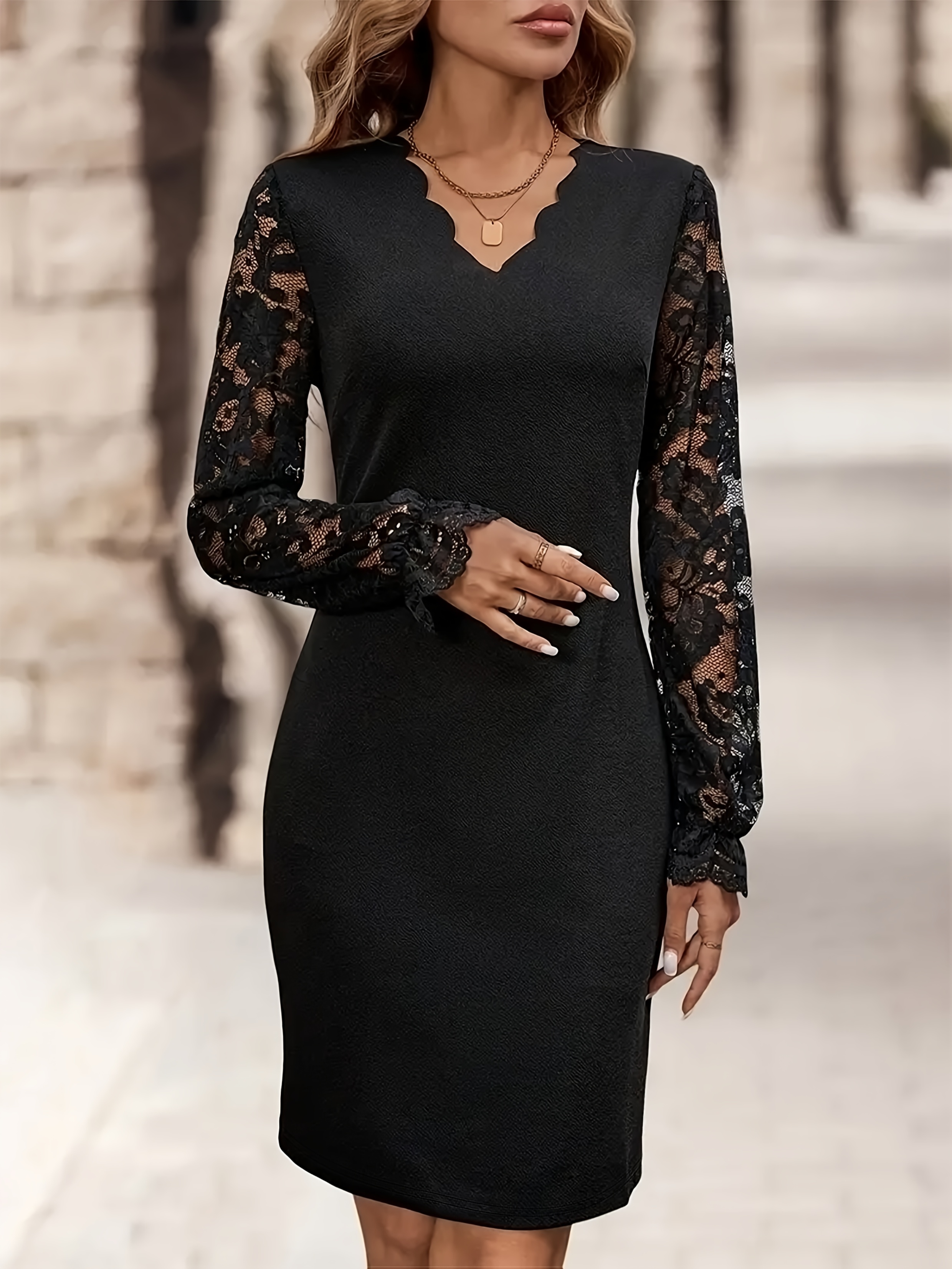 chinese dress ladies Black Lace Bodycon Dress main image 1