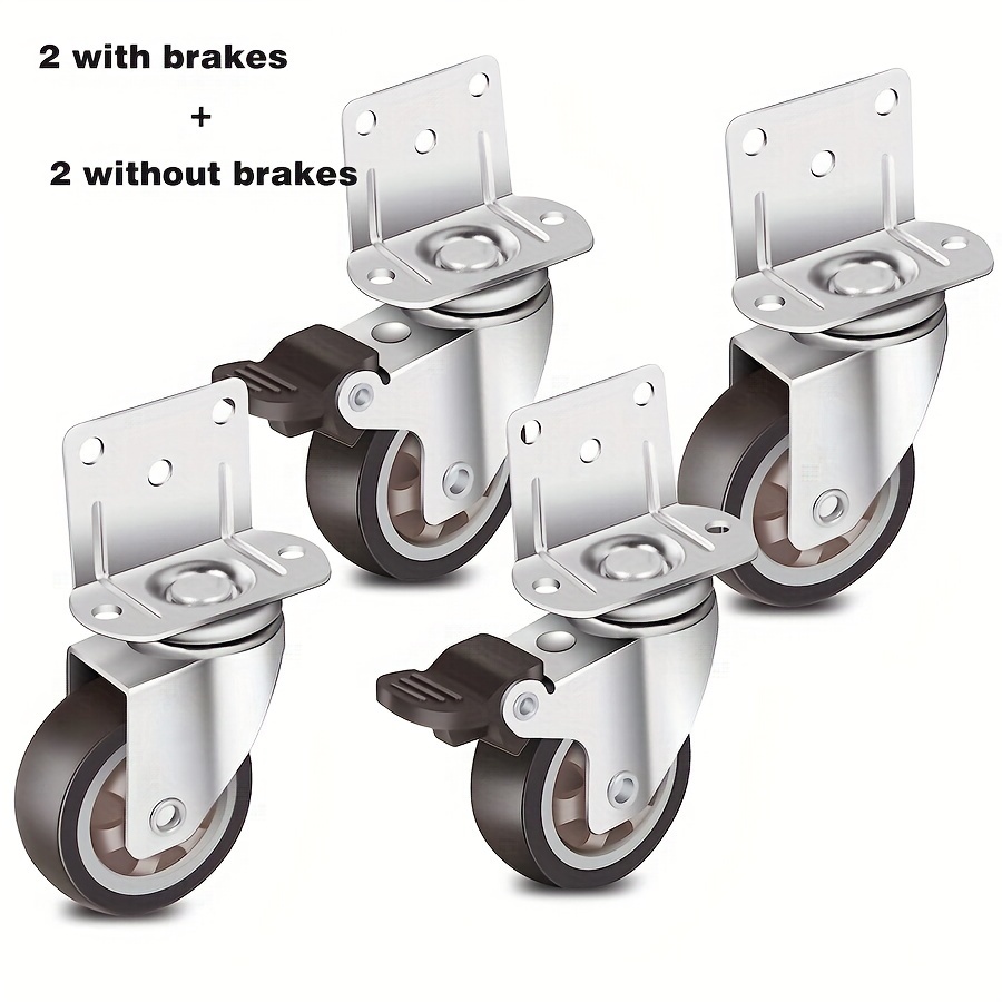 

4pcs, Side Mounted Casters 2 Inch L-shaped Small Rubber Casters Set 4pcs, Ball Bearing Plate Swivel Casters 600 Lbs, Furniture, Cribs, Kitchens, Cabinets