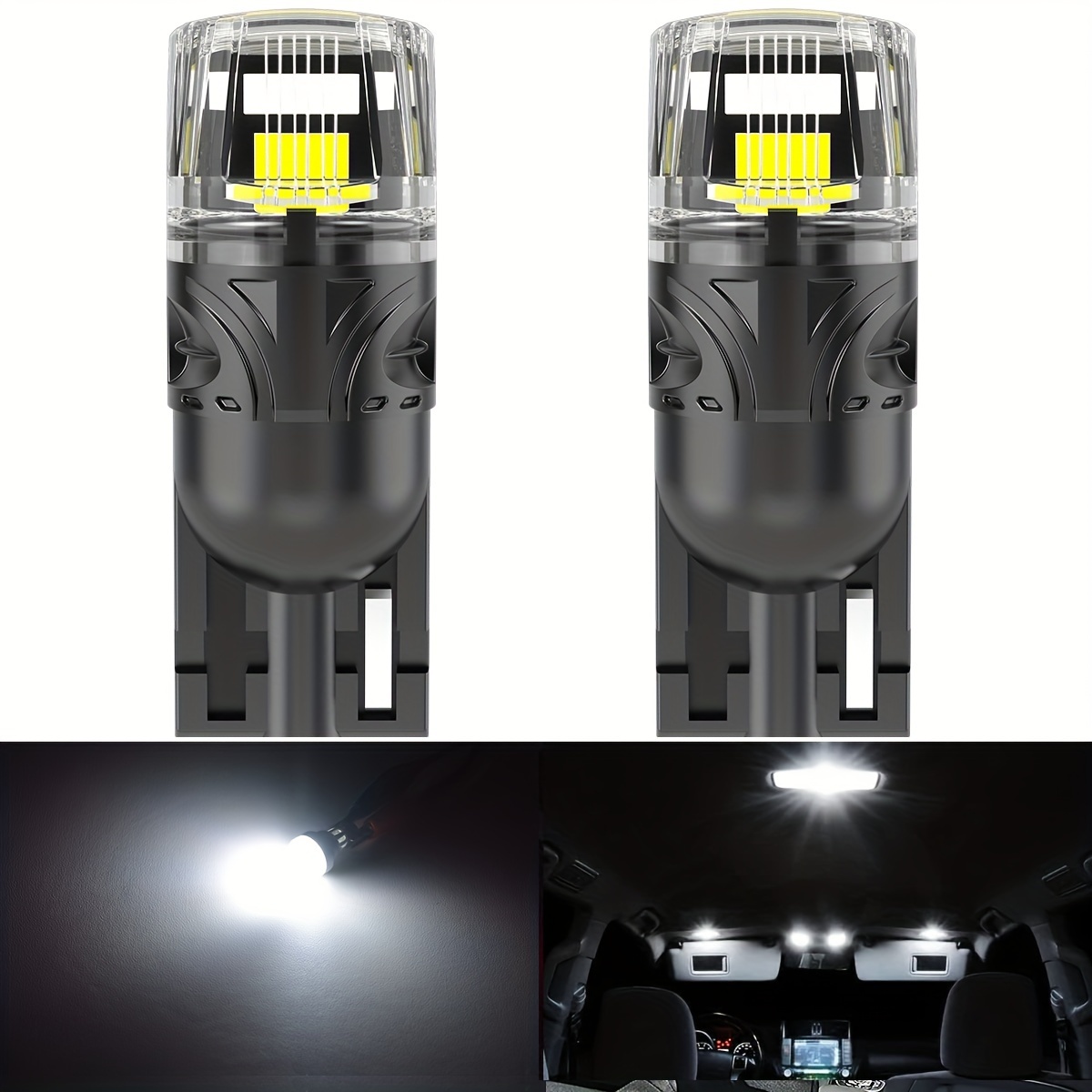 

2-piece W5w T10 White Led Bulbs - Error-free Canbus Compatible, 3x Brighter Car Marker & Interior Lights, Easy Install