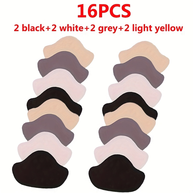 16pcs Unisex Heel Repair Patches For Shoes (in Black, White, Gray, And Light Yellow) - Washable, For Repairing Worn Holes And Damaged