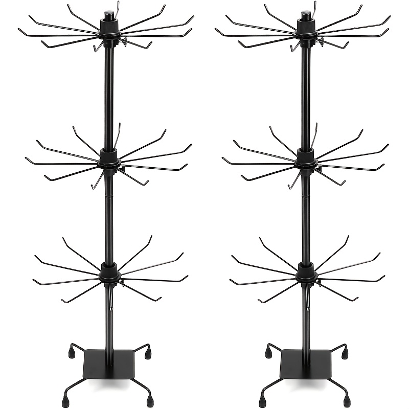 TEMU 2/1pc Heavy-duty Metal 3-tier Adjustable Jewelry Display Stand With 360° Rotating Base And 30 Hooks - Sturdy Countertop Organizer For Necklaces,