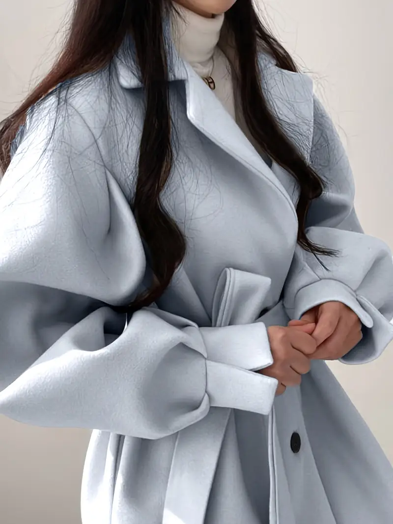 manteau d hiver beige pour femme - à col avec ceinture, manches courtes et structure rigide. col lavable machine idéal pour bureau, décontracté ou (automne/hiver) Détails du produit 12
