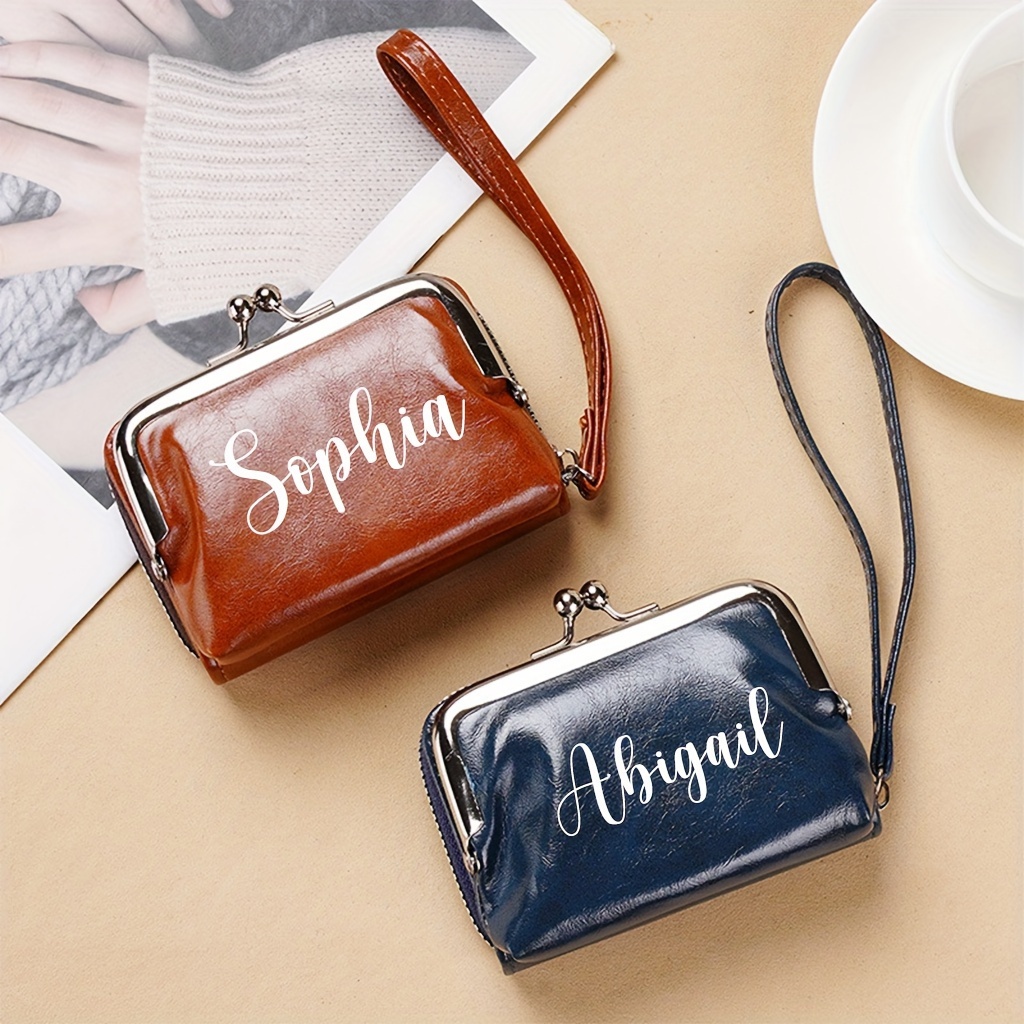 

Custom Women's Name Wallet, Personalized Leather Clutch With Wrist Strap, Perfect Birthday Gift For Wife, Anniversary, Bridesmaid, Day, Christmas