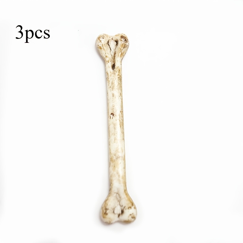 TEMU 3pcs Drilled Artificial Bone Craft Additions, Bone-shaped Charms, Halloween And Scene Decor Fittings, Handmade Wreath, Pendant Making, And