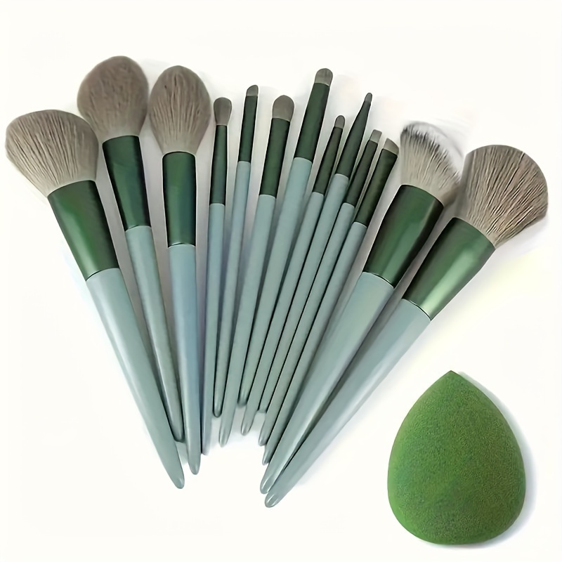 

Hypoallergenic Soft Fluffy Makeup Brush Set With Sponge - Perfect For Foundation, Blush, Powder & Eyeshadow - Ideal For Beginners To Pros