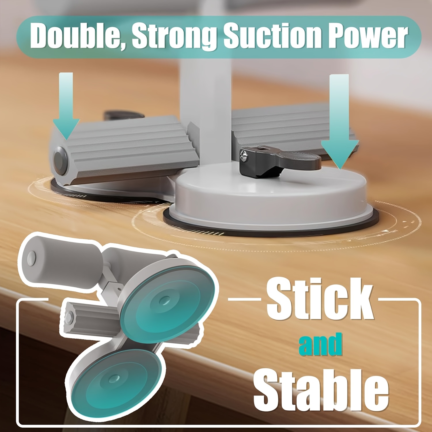 MACYO Unisex Sit-Up Bar Foot Holder, Portable Sit-Up Floor Holder, Sit-Up Exercise Equipment, 3-Level Adjustable, with 2 Strong Suction Cups and Elastic Pull Rope, for ABS Workout Aids, Feet and Legs Strength Training, Suitable for Home or Office Use