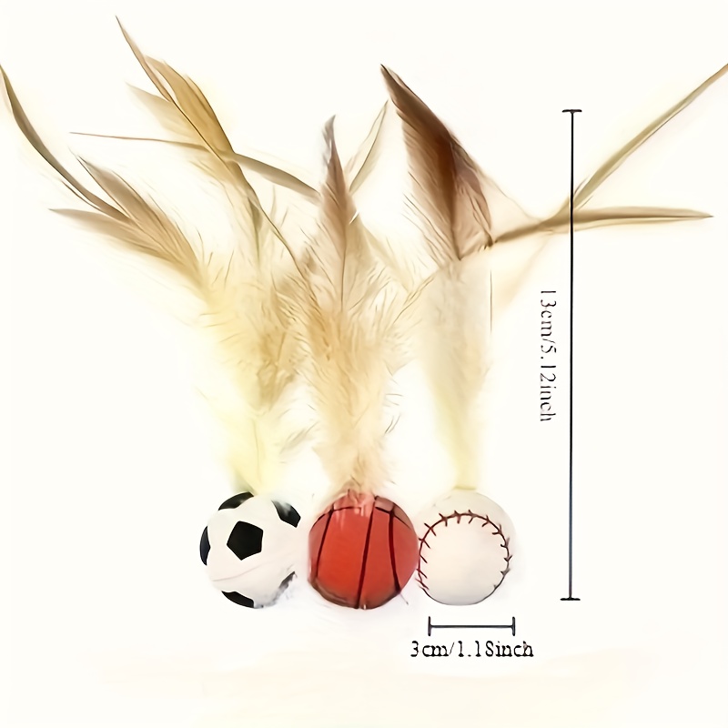Interactive Indoor Toy Set - 3pcs, Elastic Balls For Kittens, Artificial Feathers For Fun And Entertainment, Automatic Movement, Suitable For Cats And Dogs, Without Battery
