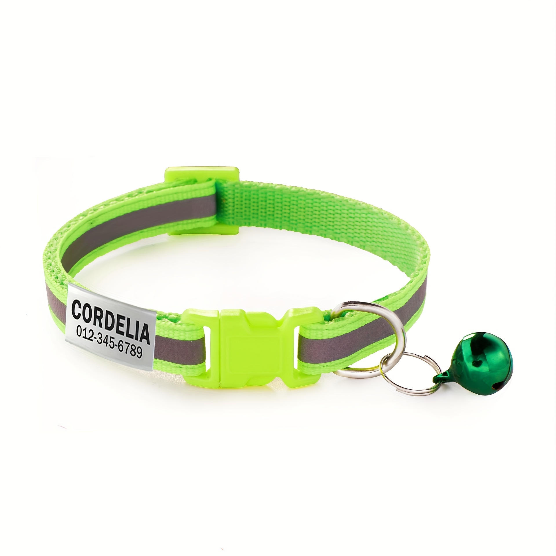 TEMU [customized] 1pc Personalized Reflective Dog Collar , Custom Engraved Phone Cat Id Tag Pendant - Safe & Stylish - Supplies For Cats!