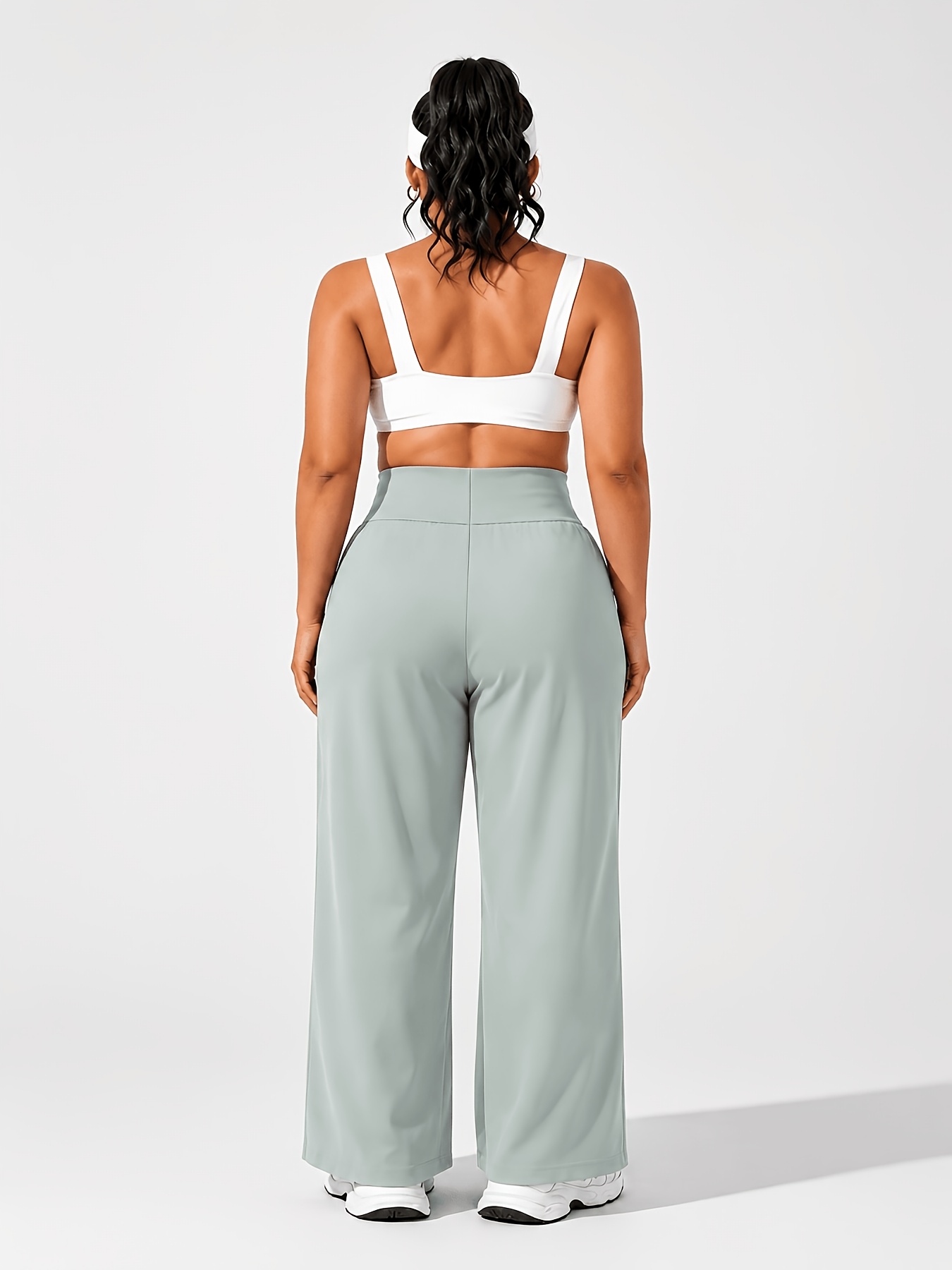 Pantalon Yoga Femme Grande Taille Pantalon de yoga grande taille taille haute jambes larges pour femmes 0XL-4XL Contrôle du ventre Anti-boulochage Anti-penetration Plissé avant Trousseaux latéraux profonds Double face Super doux 4 directions extensible Pantalon de sport décontracté pour yoga Salle de sport Travail en extérieur Toutes saisons