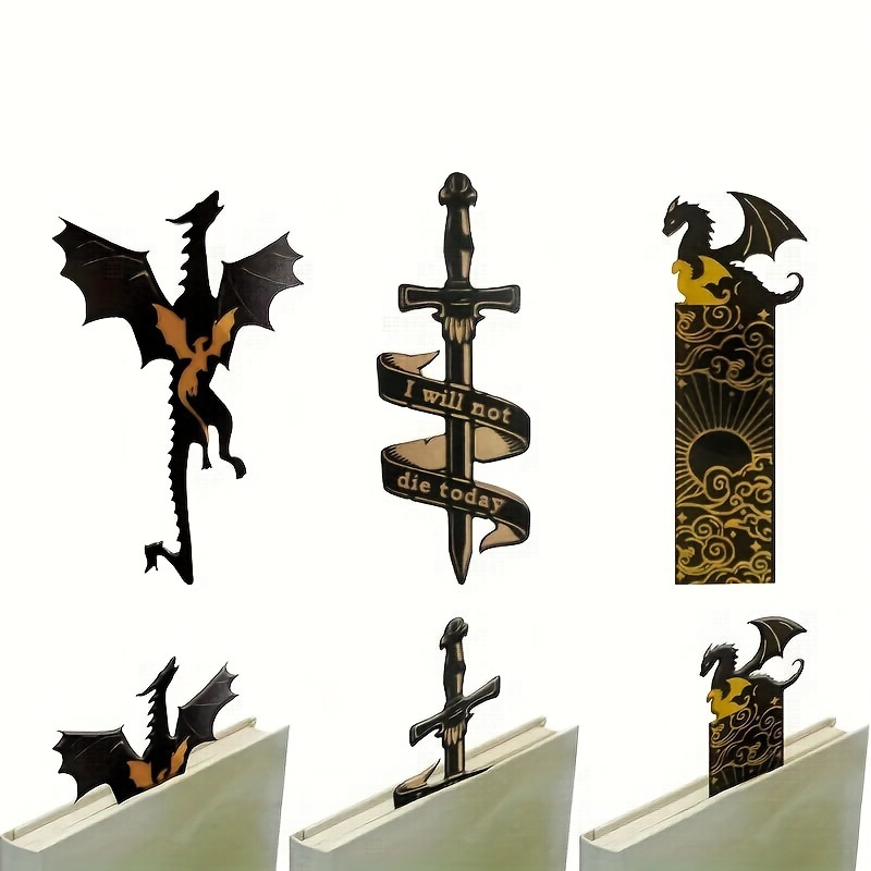 

Dragon Bookmark, Black And With Bookmark, Fourth Wing Bookmark Double Sided Cool Bookmark For , Book Accessories