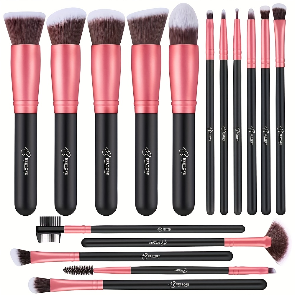 TEMU Makeup Brushes 16pcs Makeup Brush Set, Blending Brush For Foundation, Premium Synthetic Powder Concealers Makeup Brushes For Eyes And Face, Eye