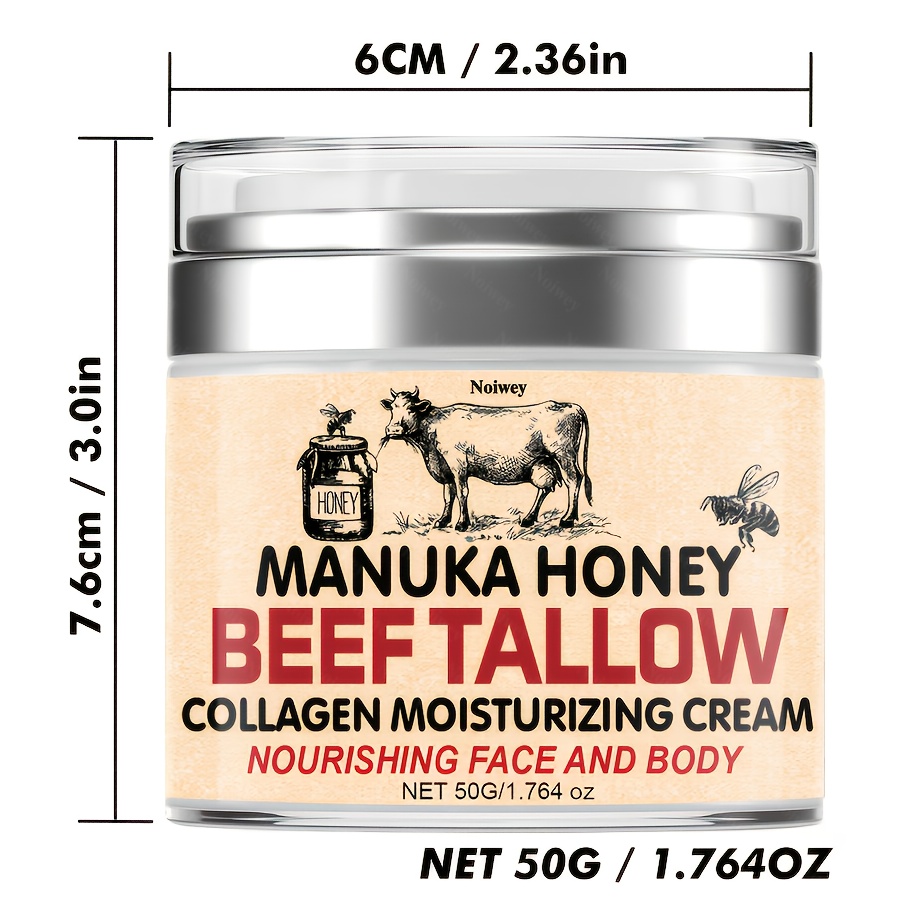 Image of Beef For Skin, Honey & Cream, Body Lifting Cream For Hydration, Whipped Beef And For Dry Skin, Long-lasting Moisture For Types, For Women And Men Care, Perfect For Fall/winter