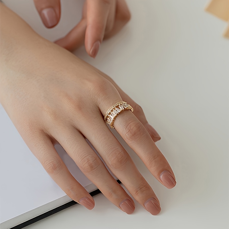Double Layer Ring with Light Luxury Micro-Set Zirconia for Fashionable Temperament