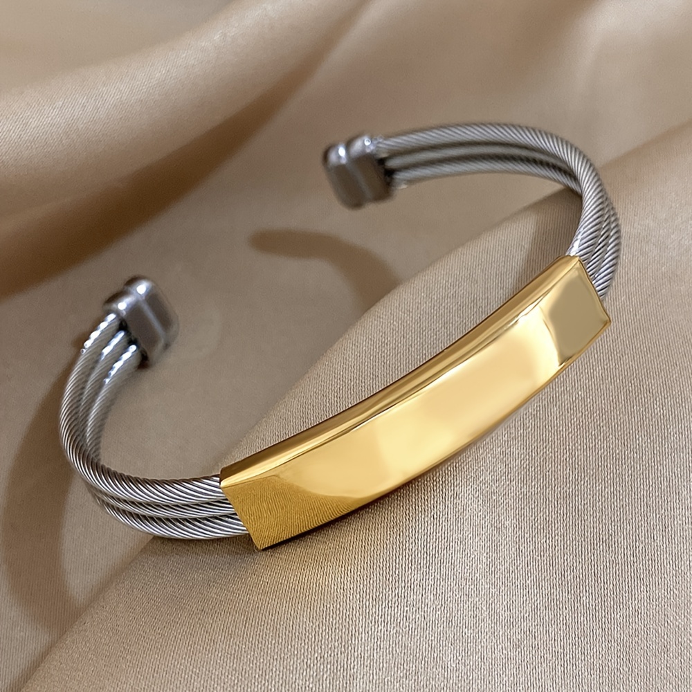 Stainless Steel Silvery Cable Wire Bangle Bracelet, Unique Design