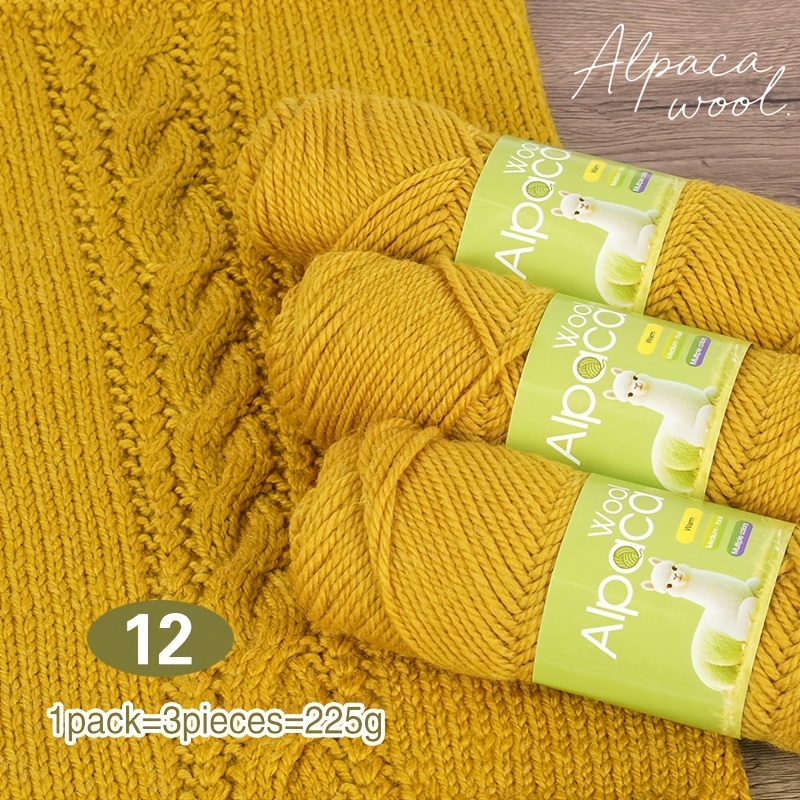 E-shop 3er-Pack, 100% Alpaka, 225G, Großpackung Alpakagarn, Multicolor Herbst Winter Mode Strickmaterial Unisex Handgemachter Pullover, Strickjacke,