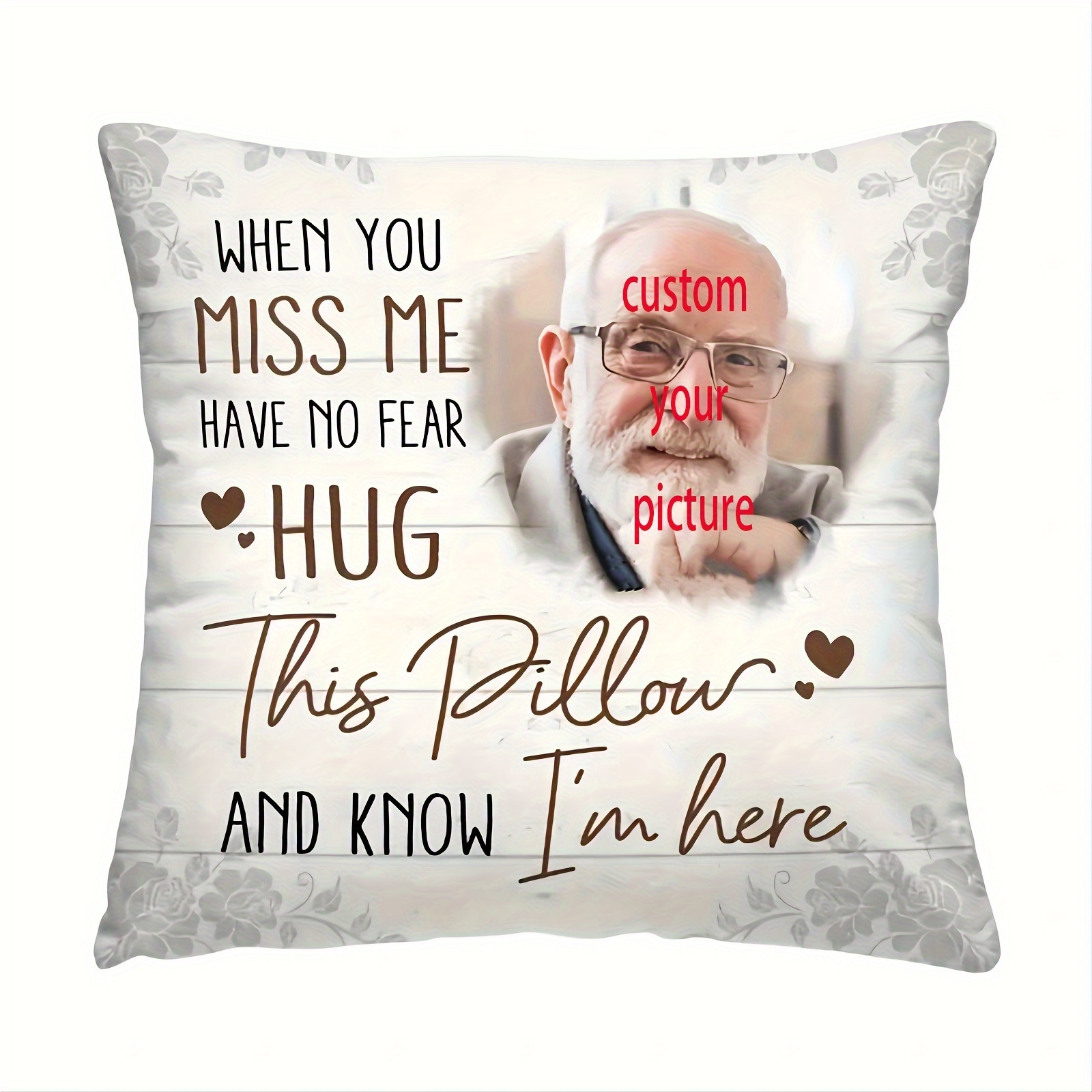 

1pc, Ultra Soft Short Plush, Souvenir Custom 18x18 Inch Ultra Soft Short Plush Throw Pillow Photo When You Miss Me (no Pillow Core)