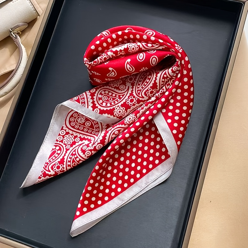 E-shop Elegantes Damen-Quadrattuch mit weißem Rand -Punktmuster, Leuchtend Rot, Vier Musterdesigns, Multifunktional, Damenschal, Damenschal,