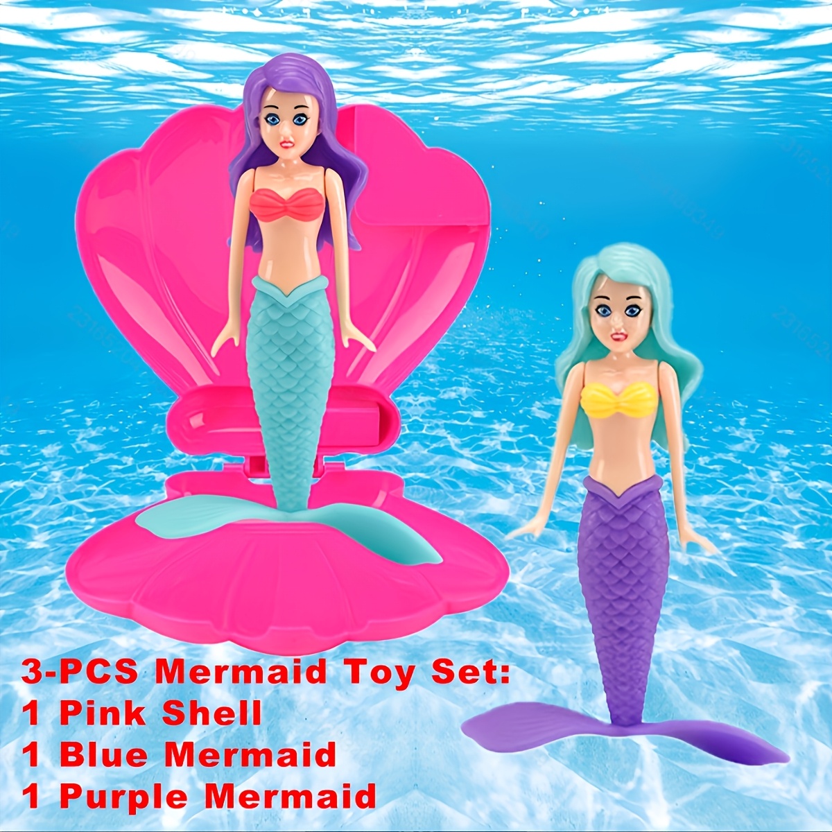Jouet De Plongée Sirène Avec Coquillage – Ensemble Sous-marin Pour Piscine, Rotation Et Ouverture Au Fond