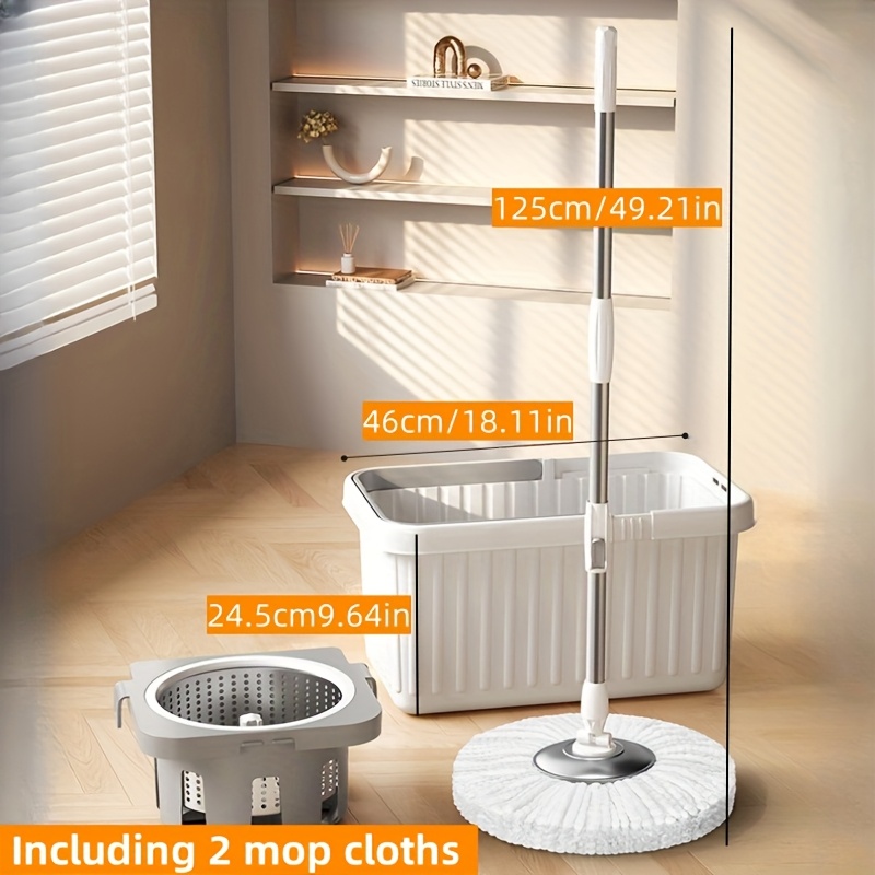 a household mop set  870 featuring a round rotating mop with a detachable design   two mop cloths suitable for home use commercial use kitchens living rooms bedrooms bathrooms and for cleaning floors and tiles details 4