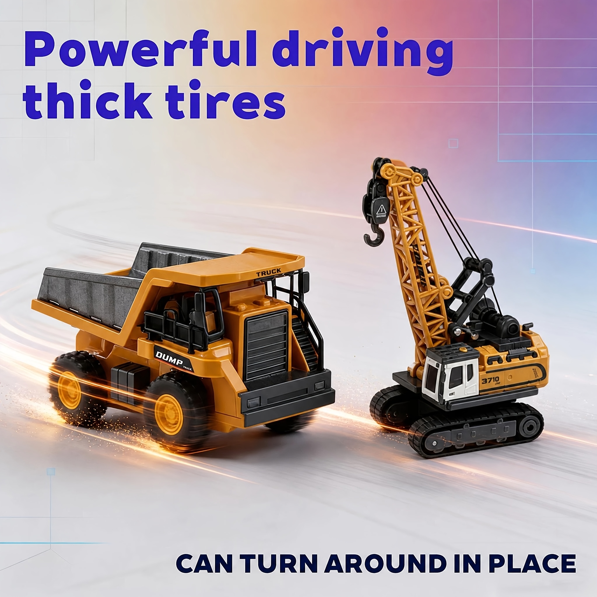 TEMU 2pcs 1/64 Remote Control Mini Excavator, Mini Forklift, Remote Control Mini Dump Truck With Metal Shovel, Type-c Direct Charging Rc Excavator,