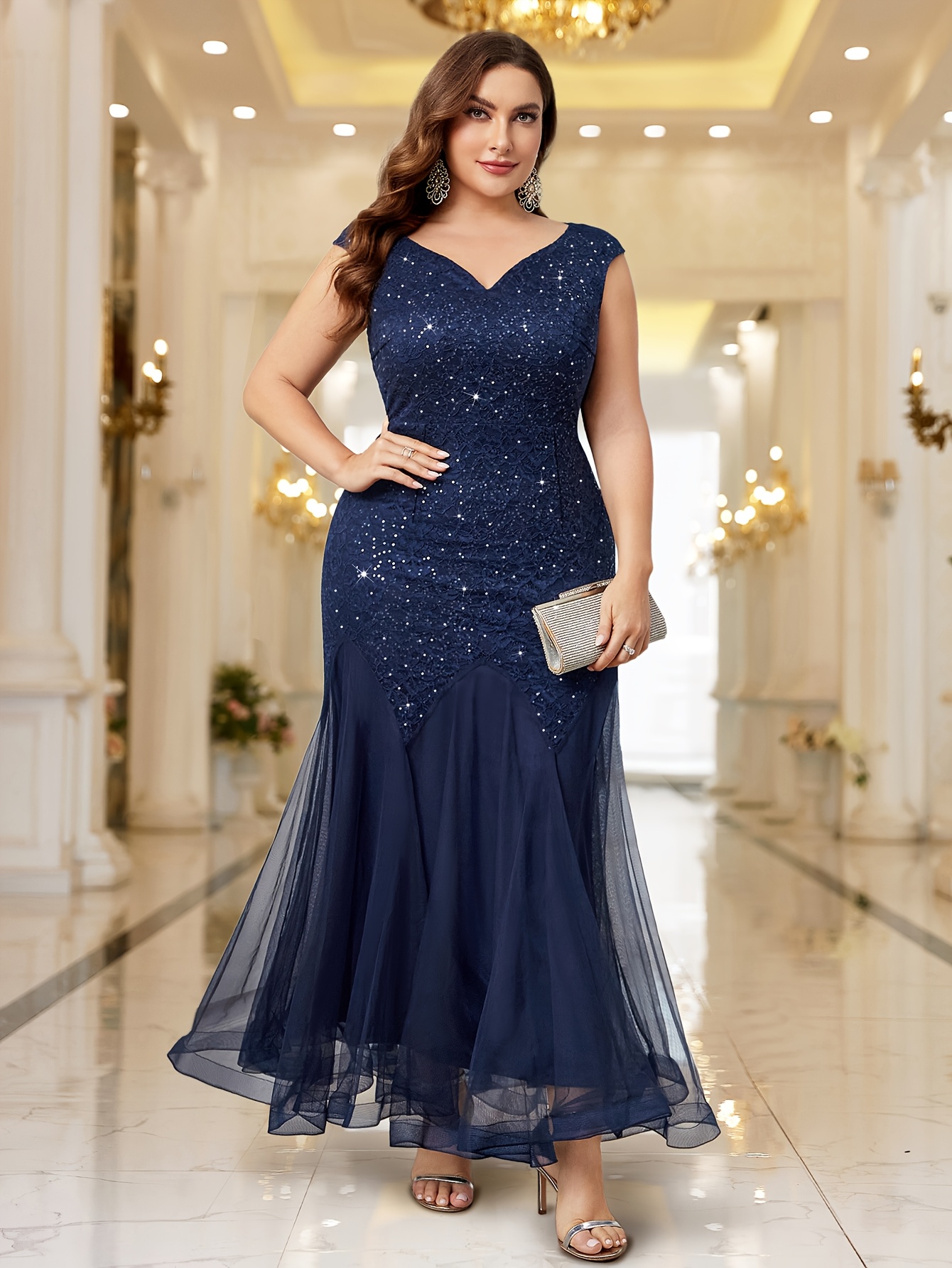 Party Dresses Cocktail Dress Navy Blue Formal Plus Size Dress Ever-Pretty  Elegant Plus Size Lace