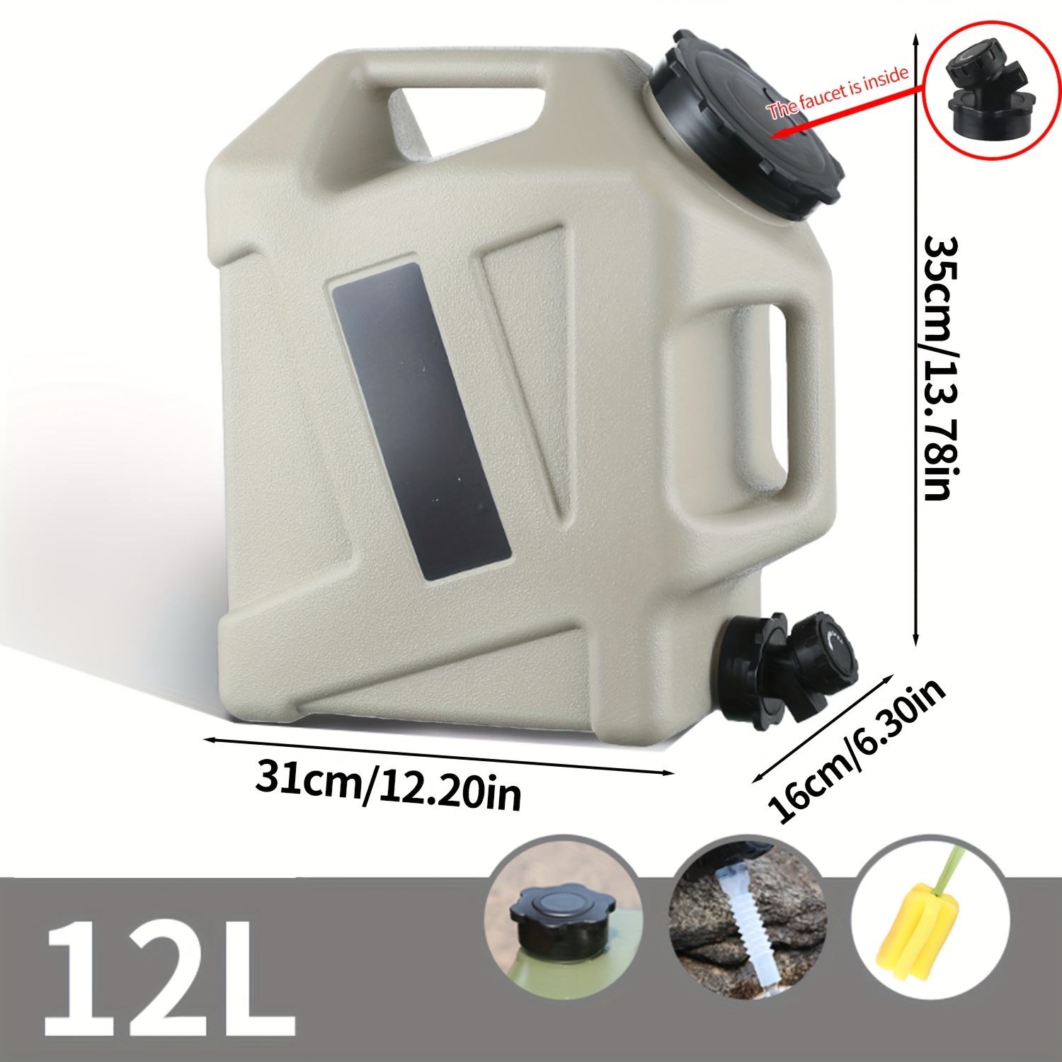 11-12L/2.9-3.2Gal Military Green Portable Water Tank with Faucet - Durable Leakproof Design, Ergonomic Handle & Carrying Straps for Camping, Hiking, Emergency Storage, Water Storage Tank, Hiking Essentials, Robust Construction, Sturdy Construction