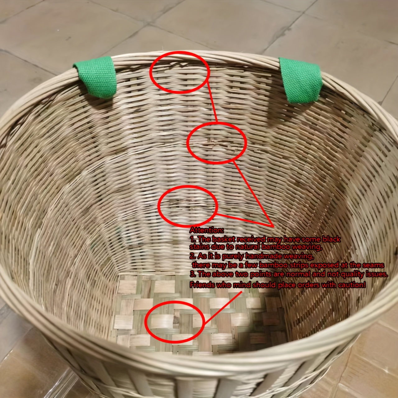 Handmade Bamboo Woven Back Basket Shopping Tea Picking Pack Basket