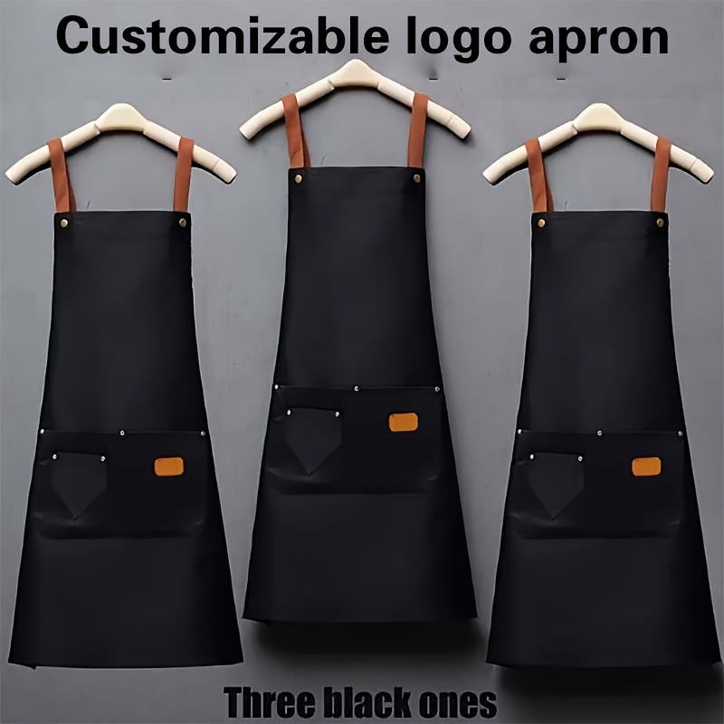 TEMU 3pcs Custom Logo Embroidered Aprons - Catering & Kitchen Use - Ideal Holiday Gift, Waiter Uniform, Print