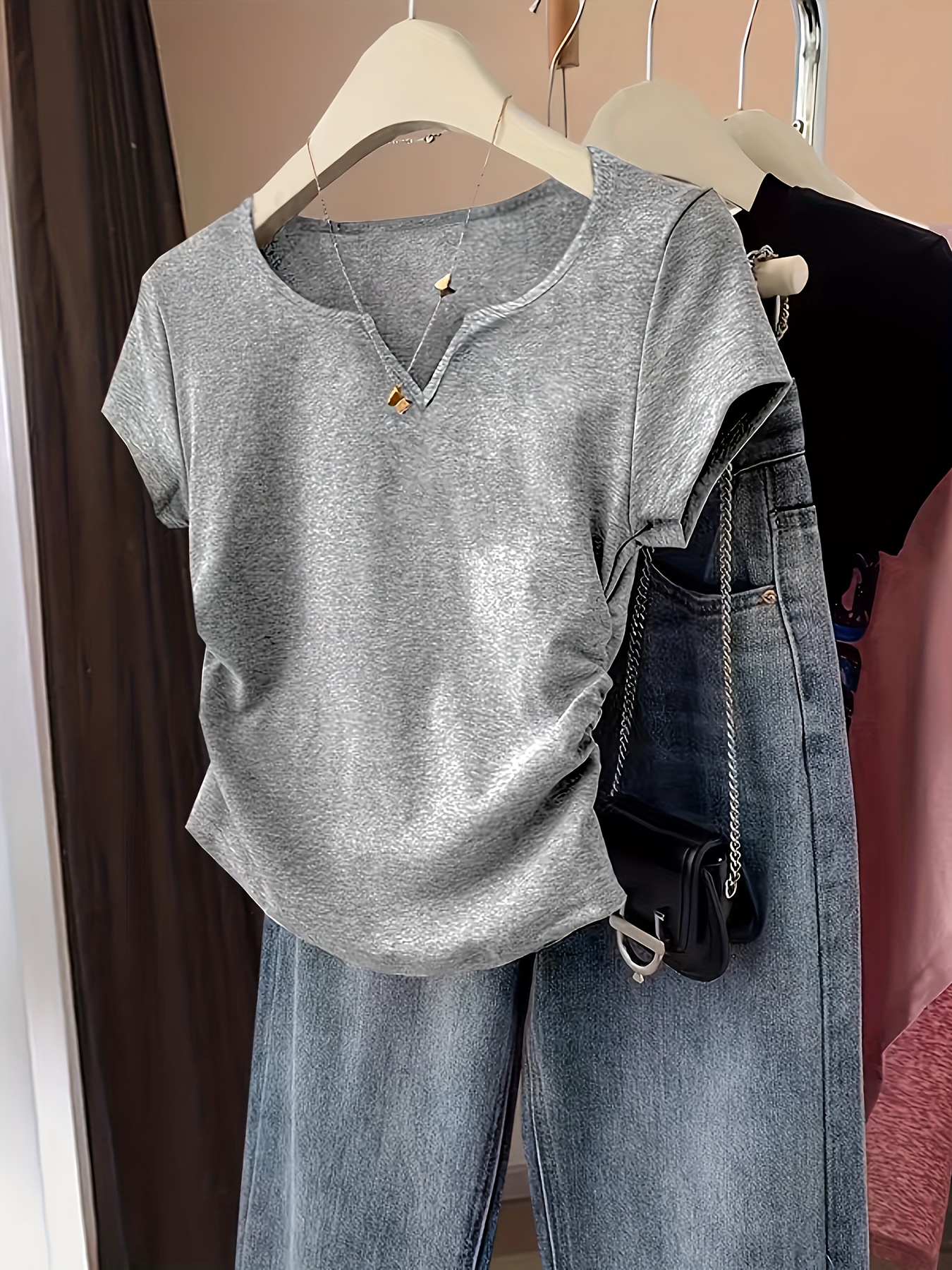 camiseta cuello mujer color estilo casual Temu Dominican Republic