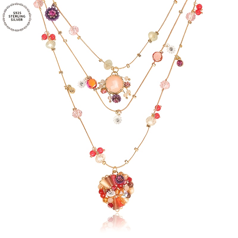 925 Sterling Silver Layered Love Beaded Necklace