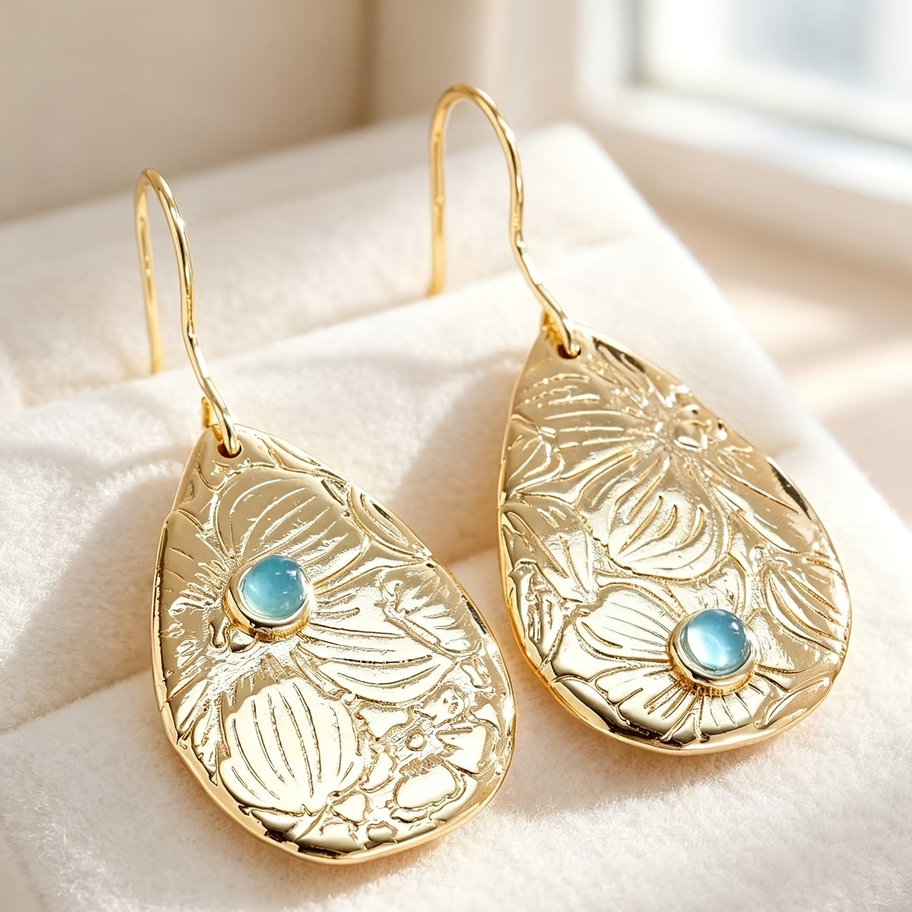 Women's Engraved Inlaid CZ Drop Earrings, Trendy Statement